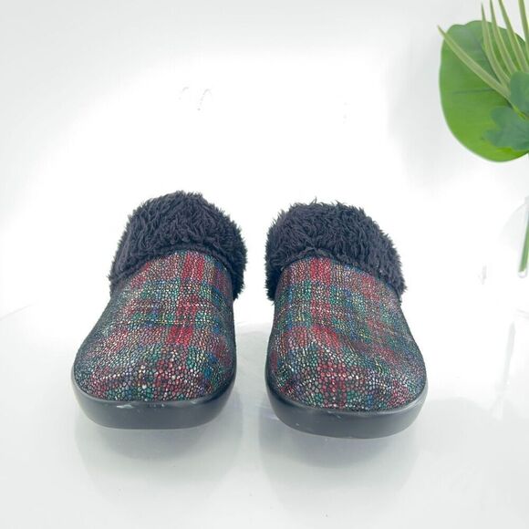 Alegria Women's Isabelle Mule Size 37 7 Tartan Leather Red Lines Slip On Comfy - Picture 3 of 14